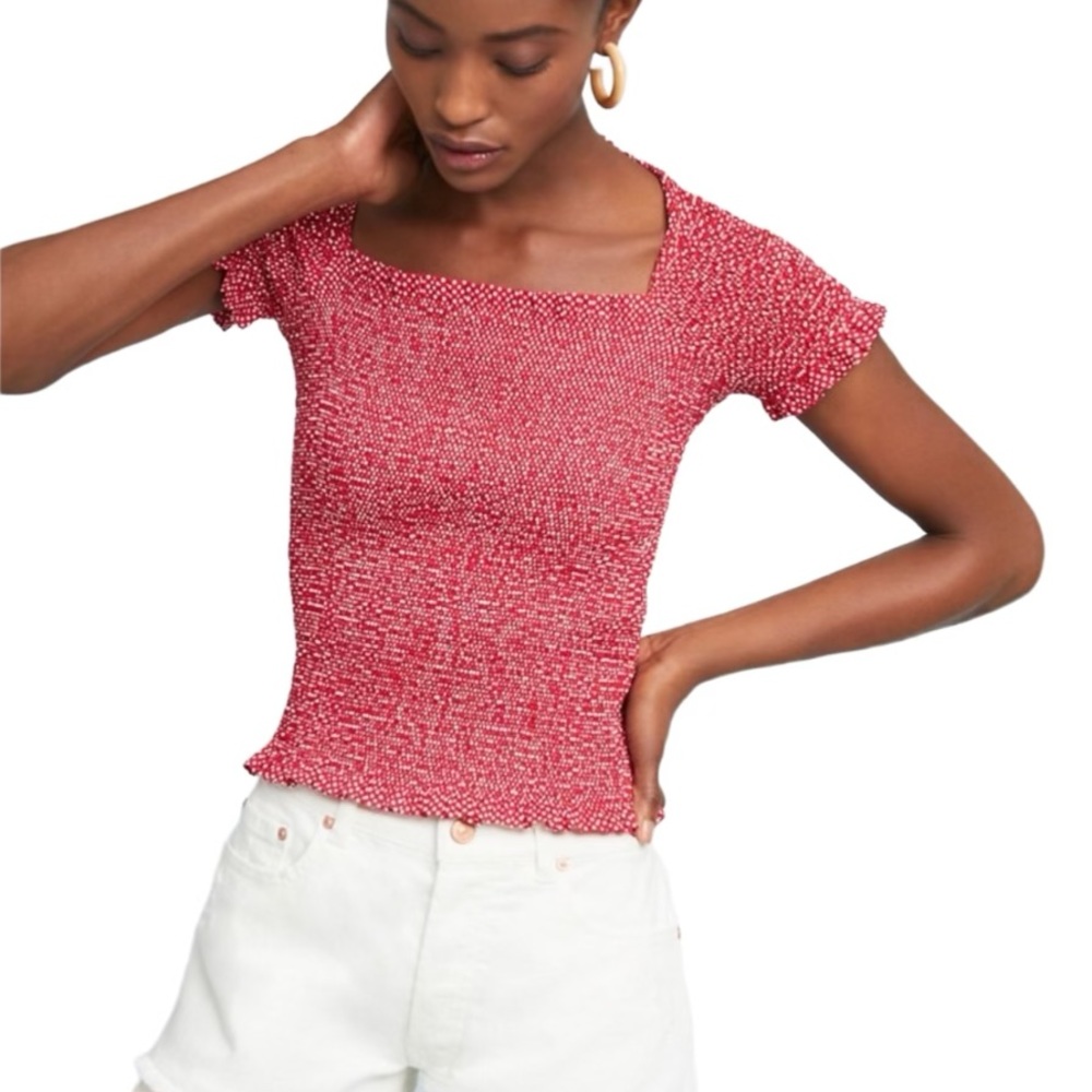 Azulu Smocked Polko Dot Top
